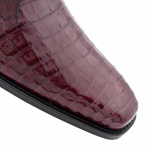 Mezlan Anderson Men’s Lace-Up – Burgundy Genuine Crocodile Leather Dress Shoe, Handmade in Spain