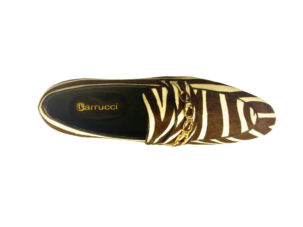 Men's Animal Print Loafer with Metal Chain Detail