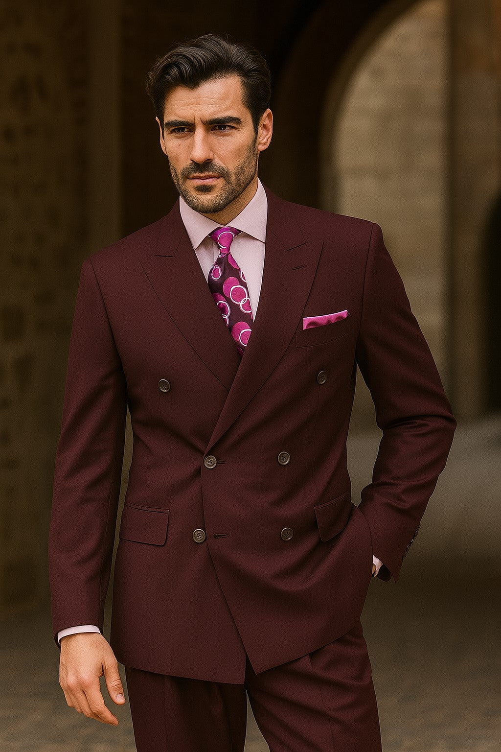 Apollo King Men's 2pc Double Breasted Suit Pleated Pants | Alberto