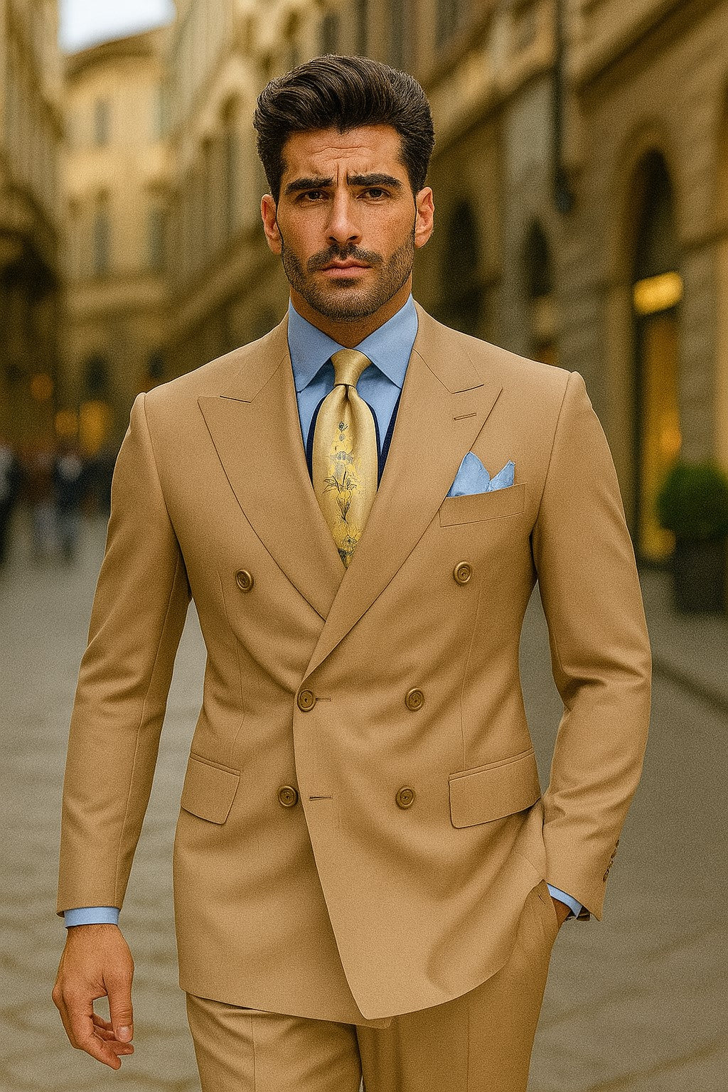 Apollo King Men's 2pc Double Breasted Suit Pleated Pants | Alberto