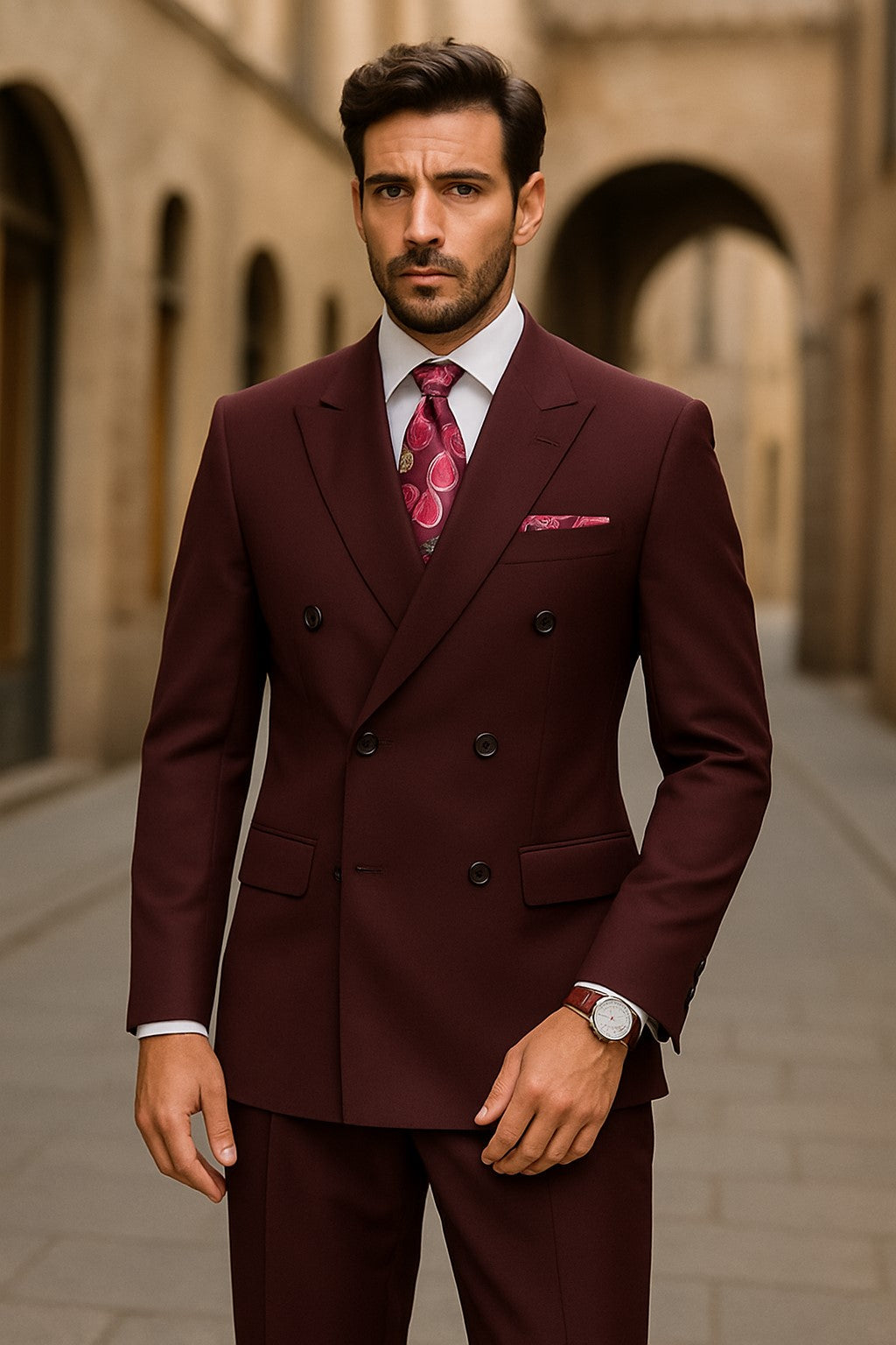 Apollo King Men's 2pc Double Breasted Suit Pleated Pants | Alberto