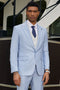 Mens Stacy Adams Suit -Stacy Adams Men's Modern One Button Vested Suit - Light Blue Pinstripe