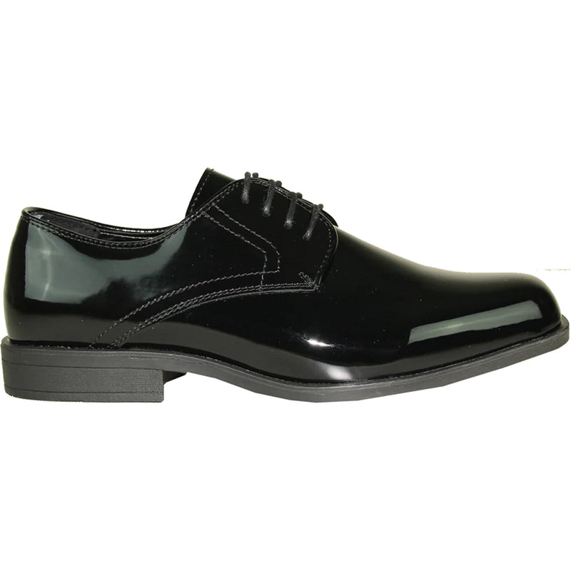 Bravo Mens Classic Formal Shiny Patent Tuxedo Shoe in Black