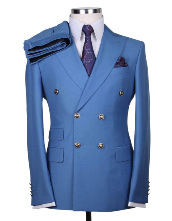 Mens Wool Business Suits For Men - Wool Fabric "Sky Blue" Suit