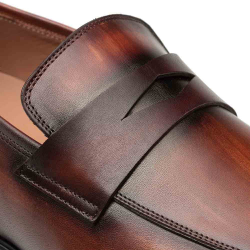 Men’s Mezlan Avenue Cognac Penny Loafer – Rust-Toned Leather with Rubber Sole, Made in Spain
