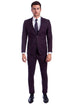 "Burgundy Men's Skinny Fit Vested Suit - Two Button Style"