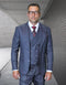 Mens Ticket Pocket Peak Lapel Double breasted Vest 100% Wool Tom Ford Style Modern Fit in Color "Navy" By Statement