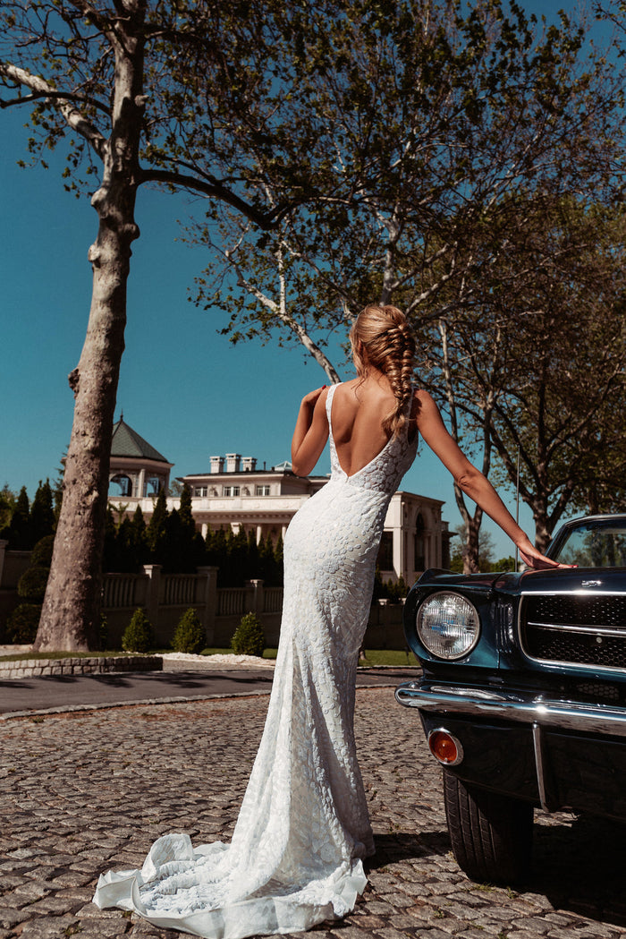 Tina Holly BB011 Wedding Mermaid Flowy Evening Sequin Dress