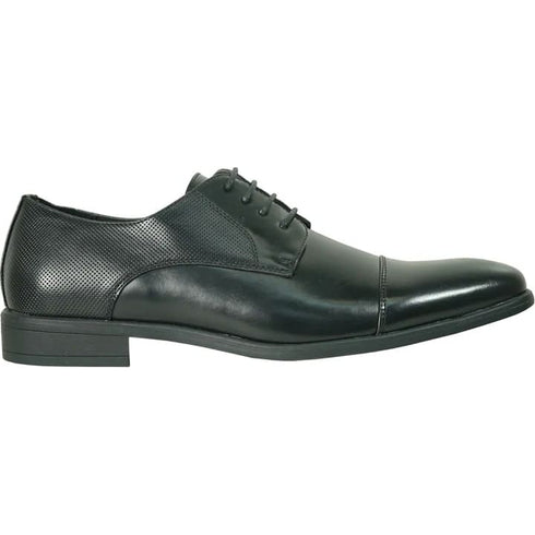 Mens Antique Cap Toe Lace Up Oxford Dress Shoe In Black