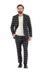 Harvy Mens Slim Fit Black Check Plaid Suit