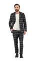 Harvy Mens Slim Fit Black Check Plaid Suit