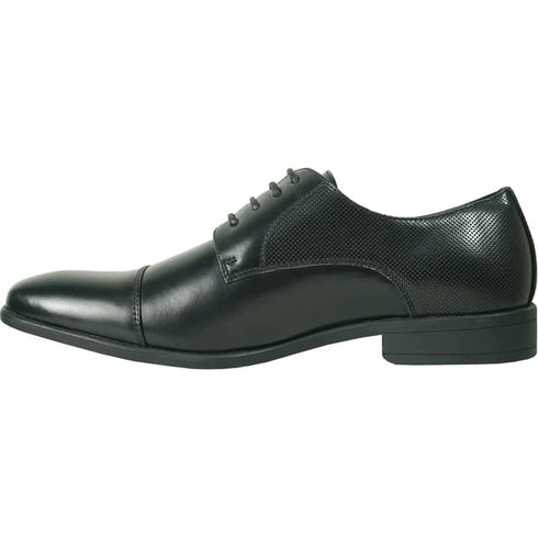 Mens Antique Cap Toe Lace Up Oxford Dress Shoe In Black