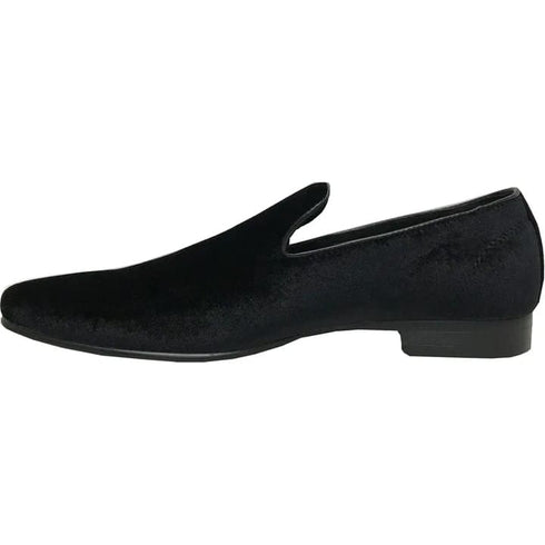 Mens Modern Slip On Velvet Tuxedo Loafer In Black