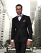 Mens 2 Button Modern Fit Vested Wool Suit in Black