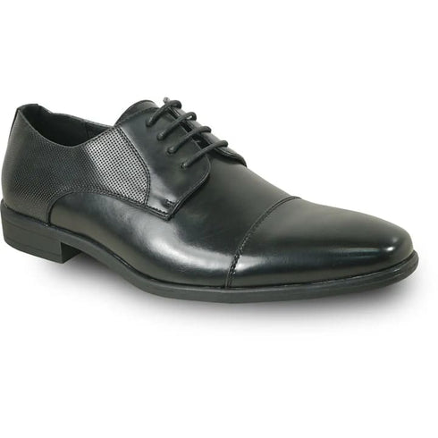 Mens Antique Cap Toe Lace Up Oxford Dress Shoe In Black