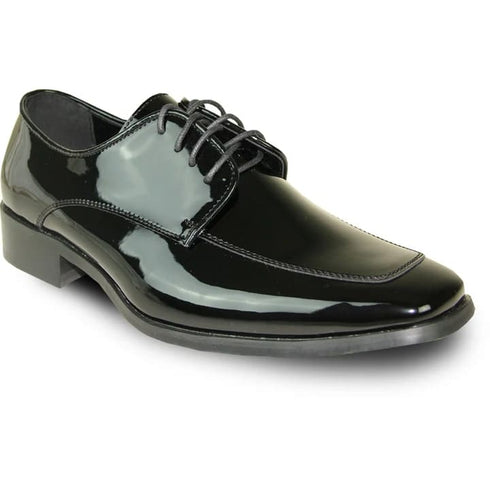 Mens Classic Moc Toe Shiny Patent Tuxedo Prom Shoe In Black