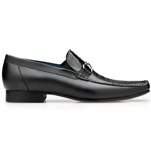 Men's Belvedere Bruno Calfskin & Ostrich Leg Buckle Loafer In Black