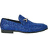 Mens Modern Glitter Sequin Prom Tuxedo Buckle Loafer in Royal Blue