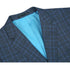 Mens Plaid Suit - Patterned Business Suit - Mens Two Button Classic Fit Two Piece Suit In Blue Windowpane Plaid Check