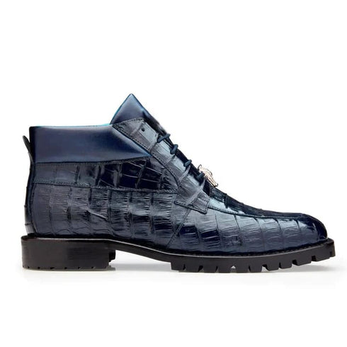 Men's Belvedere Gallardo Caiman Crocodile Dress Hiker Boot In Navy