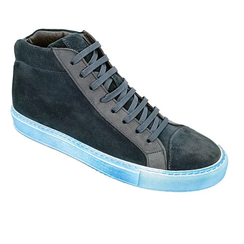 Men's Belvedere Ruben Waxed Suede Hightop Dress Sneaker In Blue