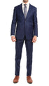 Yves Blue Plaid Check Men's Premium 2 Piece Wool Slim Fit Suit