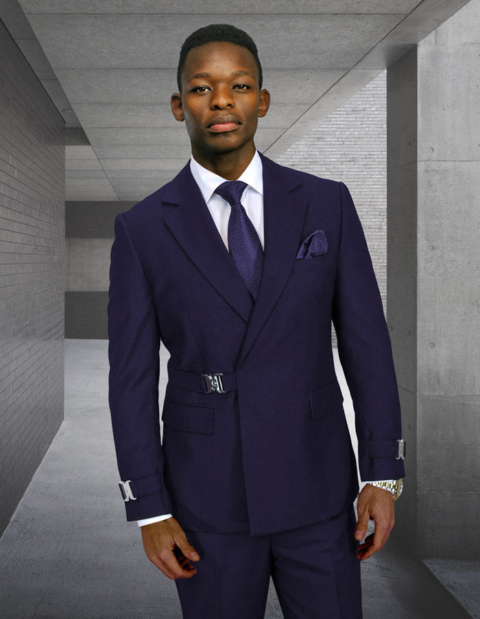 2PC Italian Super 200's Wool Suit Modern Fit in Navy
