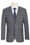 Mens Plaid Suit - Patterned Business Suit - Mens Two Button Slim Fit Two Piece Suit In Charcoal Grey Bold Windowpane Plaid