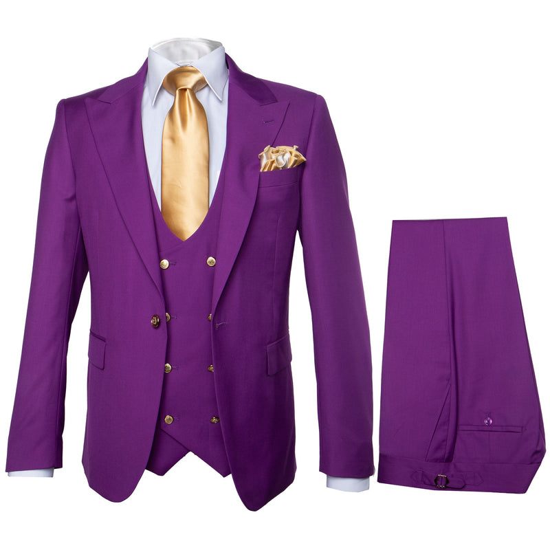 Rossi Man BOND RM1778 Slim Fit 3-Piece Purple Suit â€“ Elegant Tailored Suit for Men
