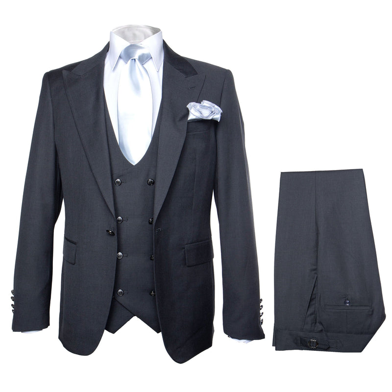 Rossi Man BOND RM1779 Slim Fit 3-Piece Black Suit â€“ Tailored Formalwear for Men