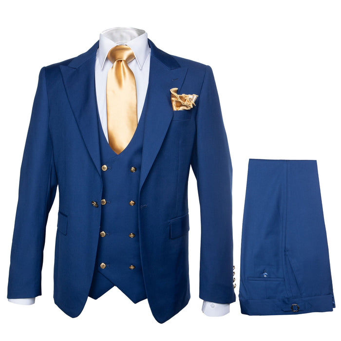 Rossi Man BOND RM1780 Slim Fit 3-Piece Suit â€“ Modern Royal Blue Suit for Men
