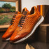 Marco Di Milano Roma Men's Shoes Brandy Exotic Crocodile / Woven Leather Casual Sneakers