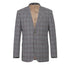 Mens Plaid Suit - Patterned Business Suit - Mens Two Button Slim Fit Two Piece Suit In Grey & Bronze Windowpane Plaid