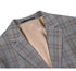 Mens Plaid Suit - Patterned Business Suit - Mens Two Button Slim Fit Two Piece Suit In Grey & Bronze Windowpane Plaid