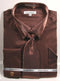 Men's Shiny Metallic Velvet Dress Shirt & Tie Set In Brown