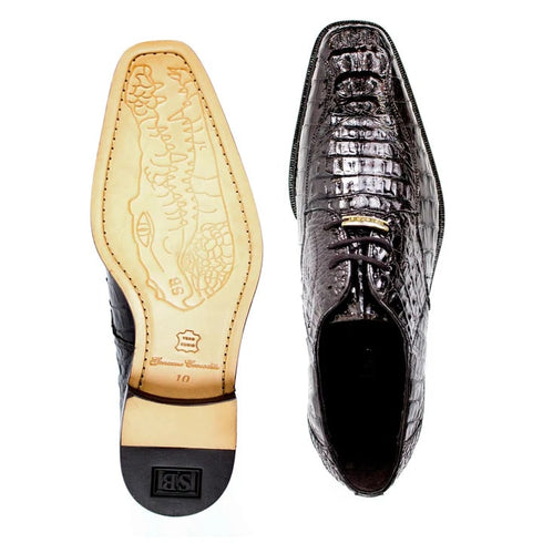 Men's Belvedere Chapo Hornback Caiman Crocodile Dress Shoe In Brown