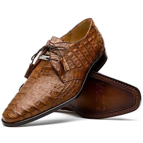 Marco Di Milano Lacio Men's Shoes Bay Apache Brown Genuine Caiman Crocodile Dress Derby Oxfords