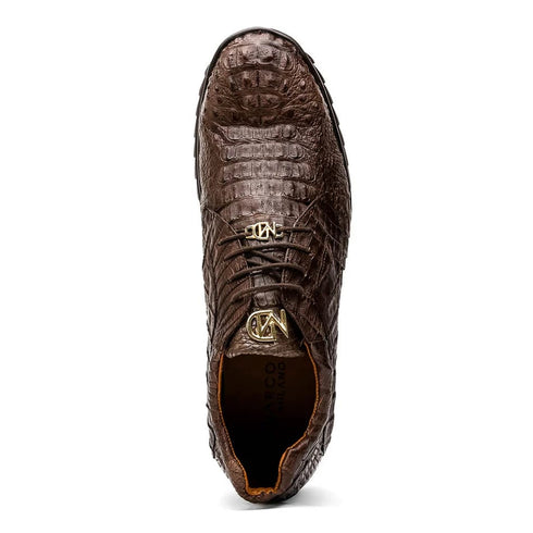 Marco Di Milano Kratos Men's Shoes Brown Exotic Caiman Crocodile Sport Sneakers