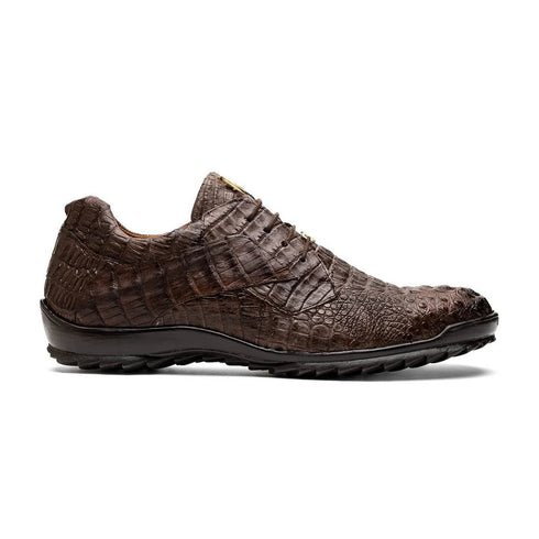 Marco Di Milano Kratos Men's Shoes Brown Exotic Caiman Crocodile Sport Sneakers