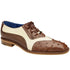 Men's Belvedere Sesto Italian Calf & Ostrich Quill Wingtip Dress Shoe In Brown & White