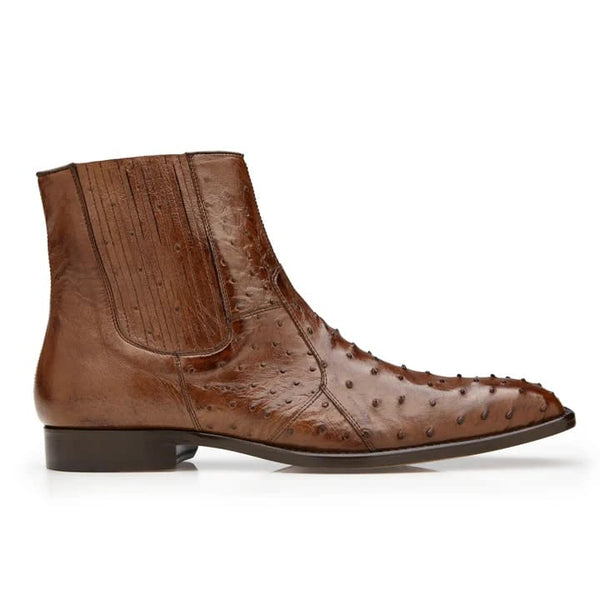 Men's Belvedere Roger Ostrich Quill Dress Boot In Brown