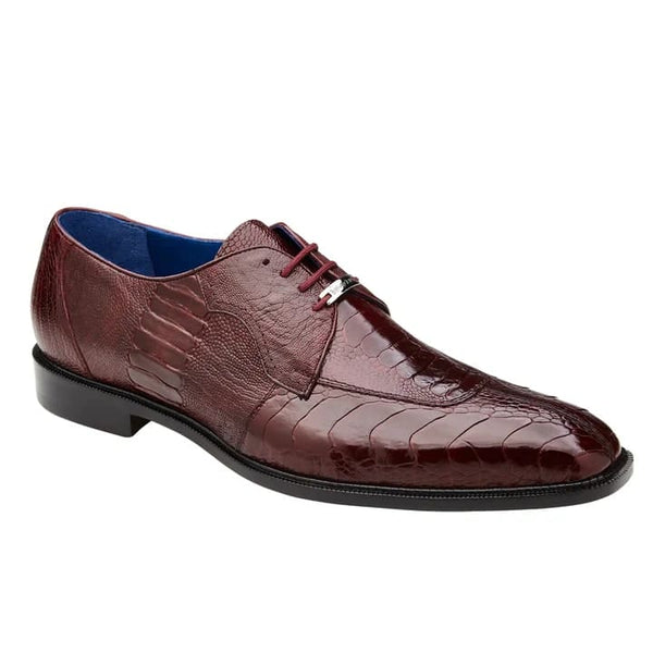 Men's Belvedere Siena Ostrich Leg Moc Toe Dress Shoe In Burgundy