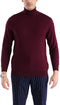 Men's burgundy turtleneck sweater. Soft, smooth fabric with a close-fitting turtleneck, long sleeves, and straight hem. Ribbed neckline and cuffs. Rich, deep burgundy color.
