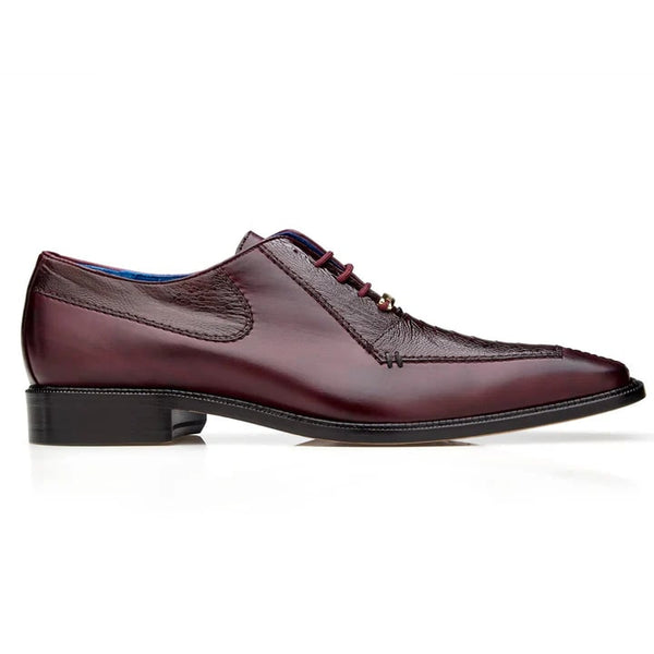 Men's Belvedere Biagio Ostrich Leg & Italian Calf Lace Up Dress Shoe In Burgundy