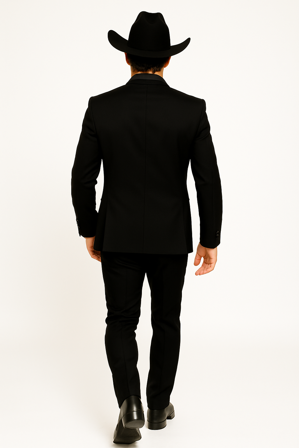 Men 2 Button Trim Cowboy in Black Cowboy Suit - Country Wedding Suits