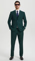 Men's Two Button Vested Notch Lapel Basic Designer Suit in Hunter Green