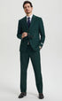 Men's Two Button Vested Notch Lapel Basic Designer Suit in Hunter Green