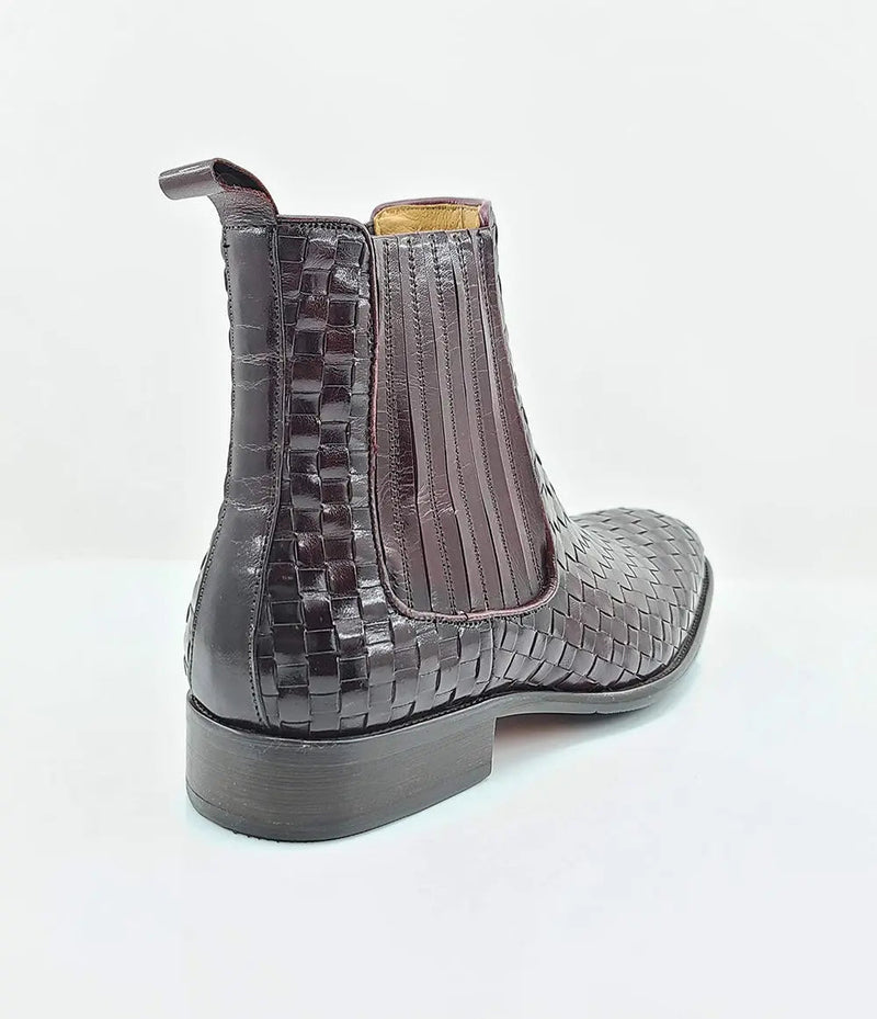 Carrucci Basket Weave Leather Chelsea Boot