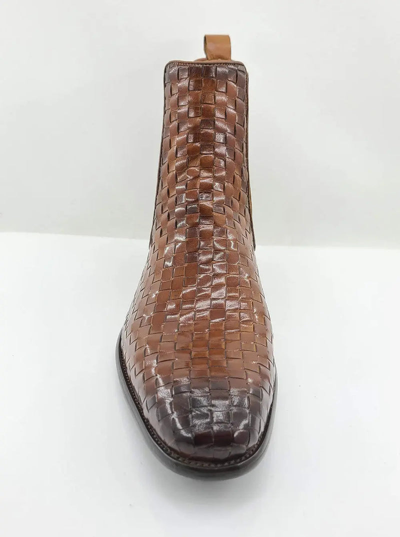 Carrucci Basket Weave Leather Chelsea Boot