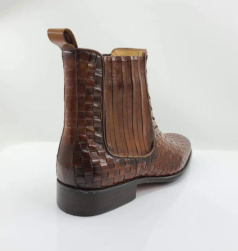 Carrucci Basket Weave Leather Chelsea Boot